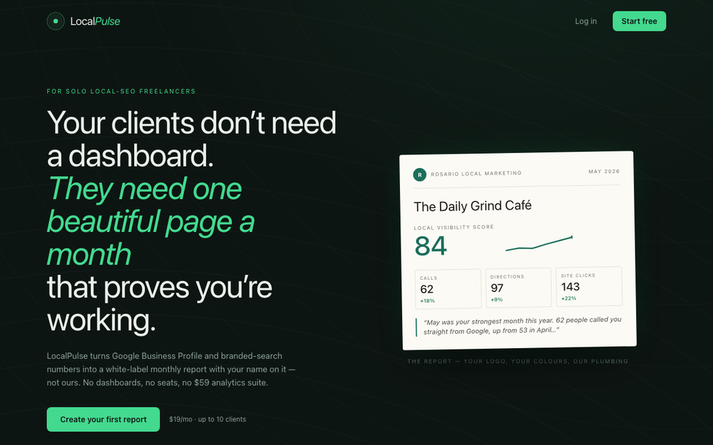 LocalPulse — A page that proves you are working.